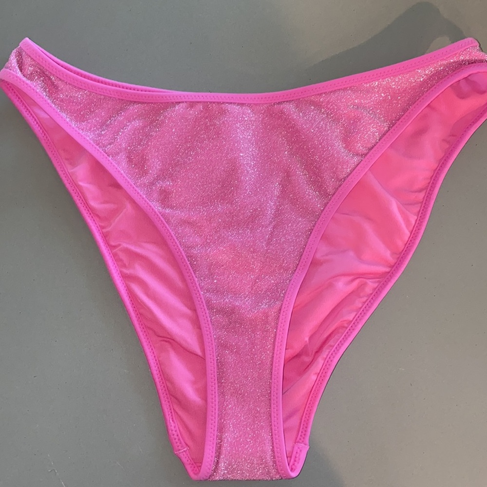 Pink Shimmer High Waisted Swim Bottom